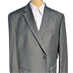Calvin Klein‎ Wool Men's blazer (44R) Grey Pinstripe Formal Wedding office